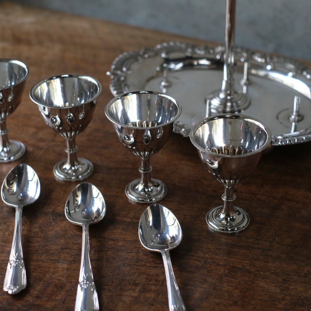 アンティークエッグスタンド エッグクリュエット ヴィクトリアン シルバープレート銀メッキ イギリス6