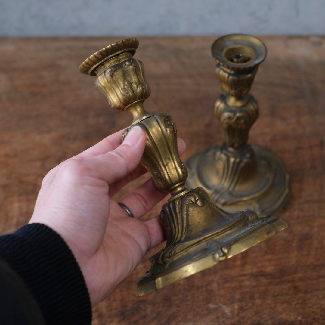 アンティークキャンドルスタンド 燭台ペア 真鍮 ブラス フランス2