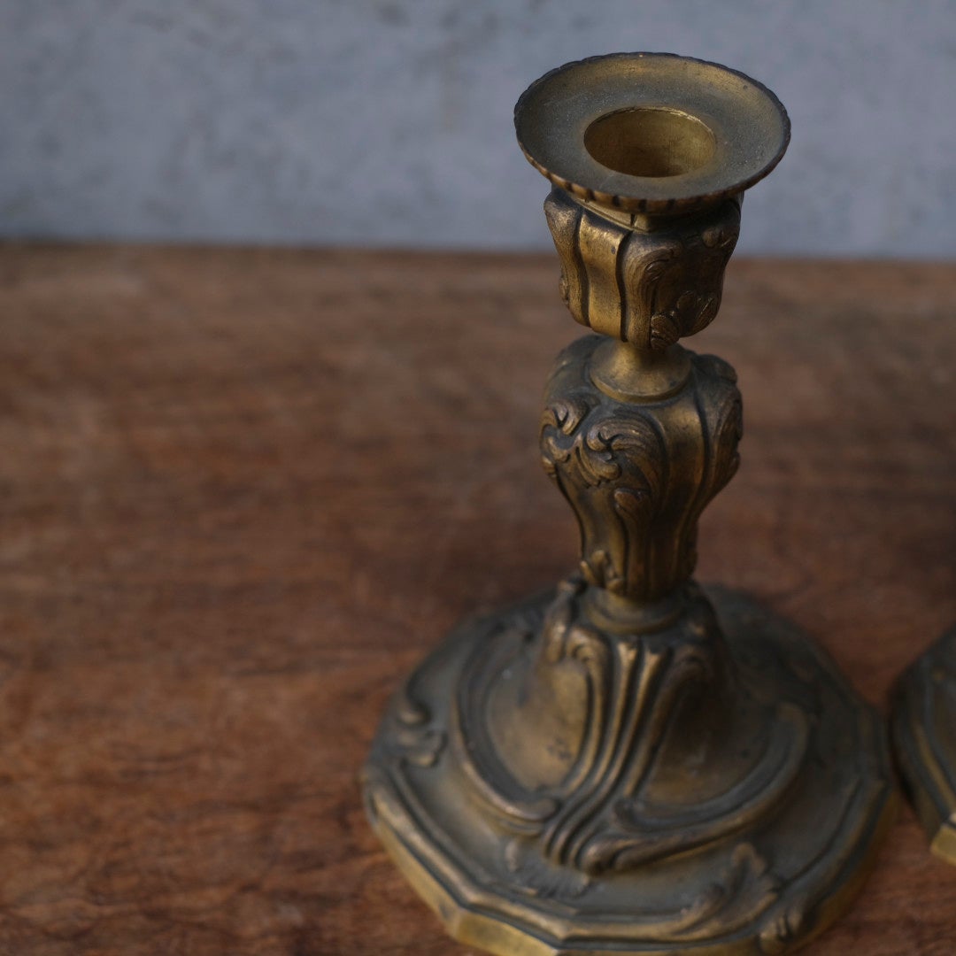 アンティークキャンドルスタンド 燭台ペア 真鍮 ブラス フランス4