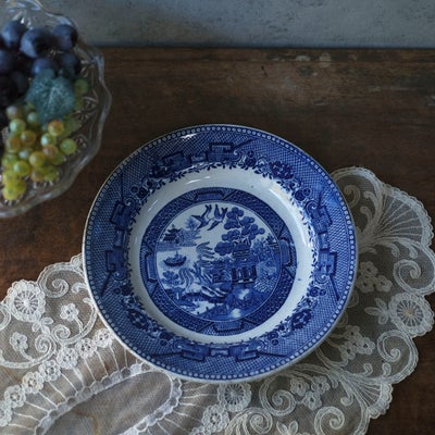アンティークブルーウィロー皿 GIEN ジアン フランス 1878年 アンティーク食器B