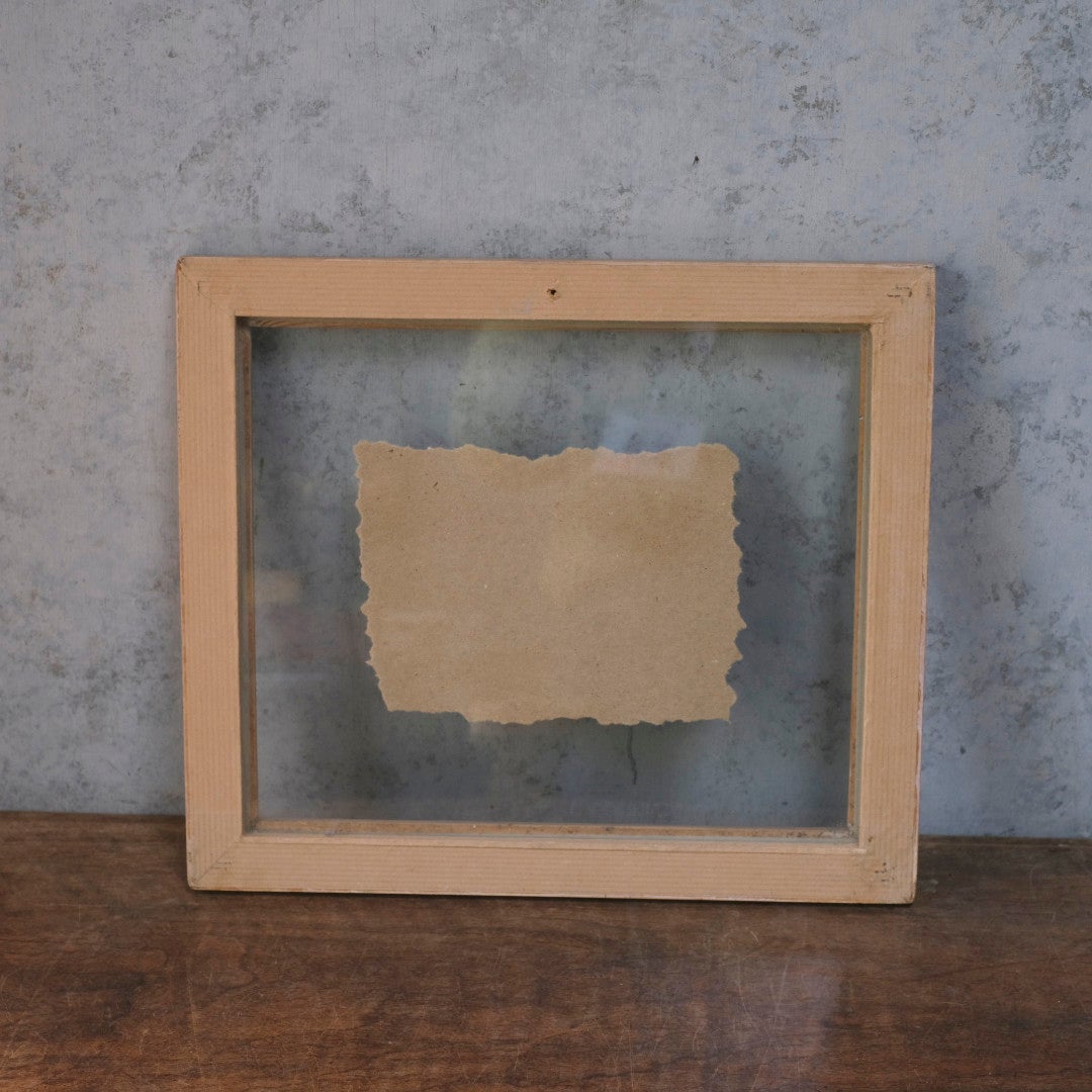 イギリス手描き鳥の絵 裏面全体像 アンティーク調くすみ鏡の背面と手漉き紙の確認写真