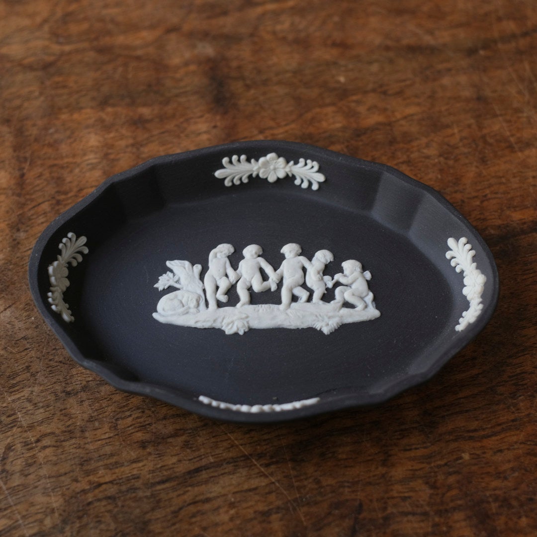 ヴィンテージウェッジウッド WEDGWOOD ジャスパー小さなトレイ 貴重な黒 イギリス1