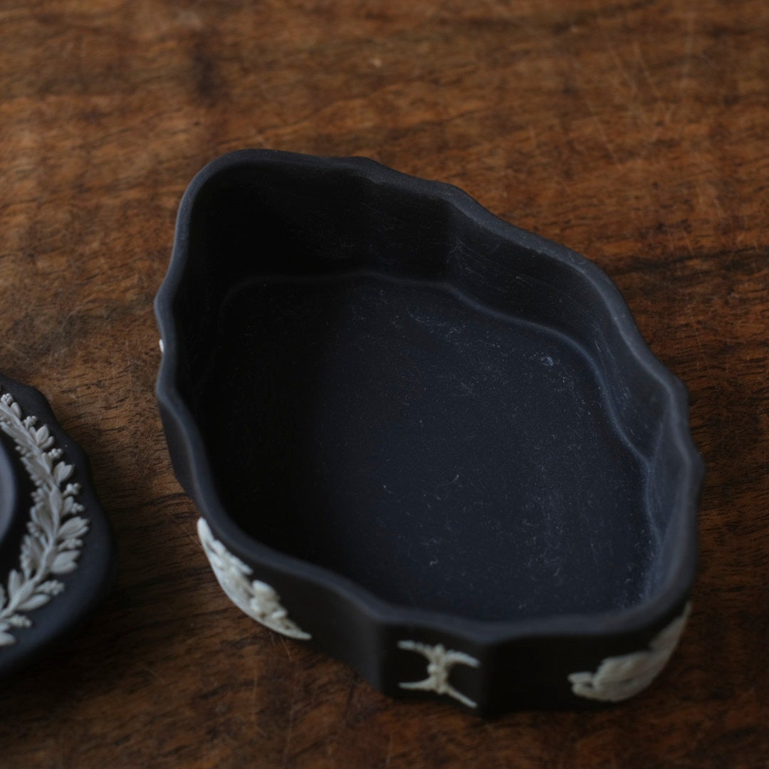 ヴィンテージウェッジウッド WEDGWOOD ジャスパートリンケットボックス 貴重な黒 イギリス6