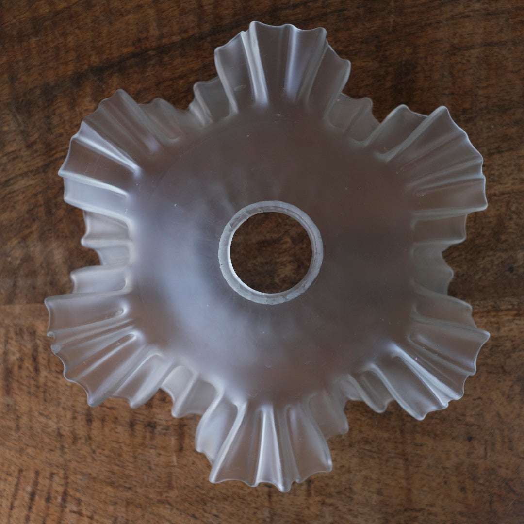 フロストガラス フリルランプ シェード ペンダントライト フランス