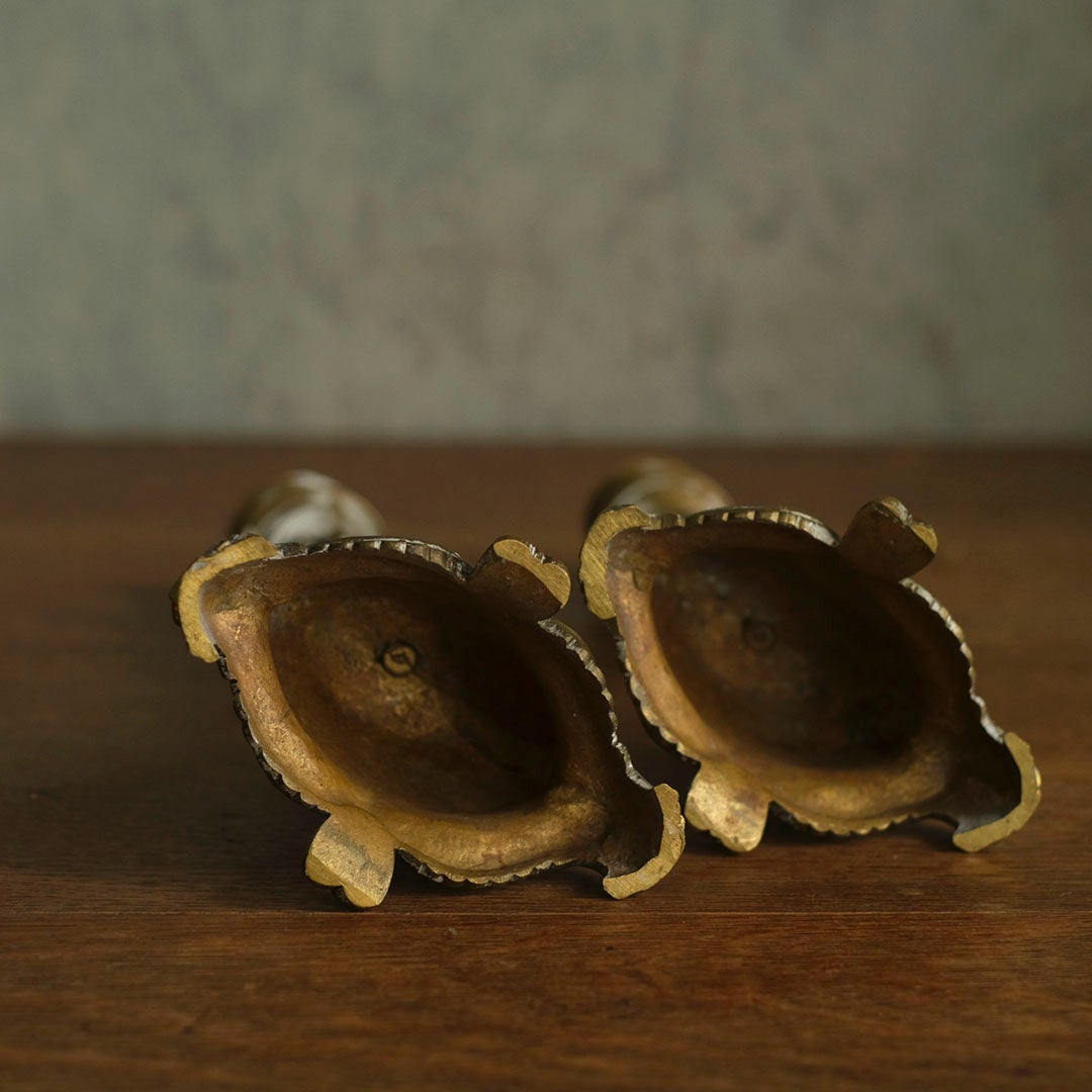 アンティーク 燭台ペア フランス 真鍮製 ゴシック ロカイユ 19世紀6