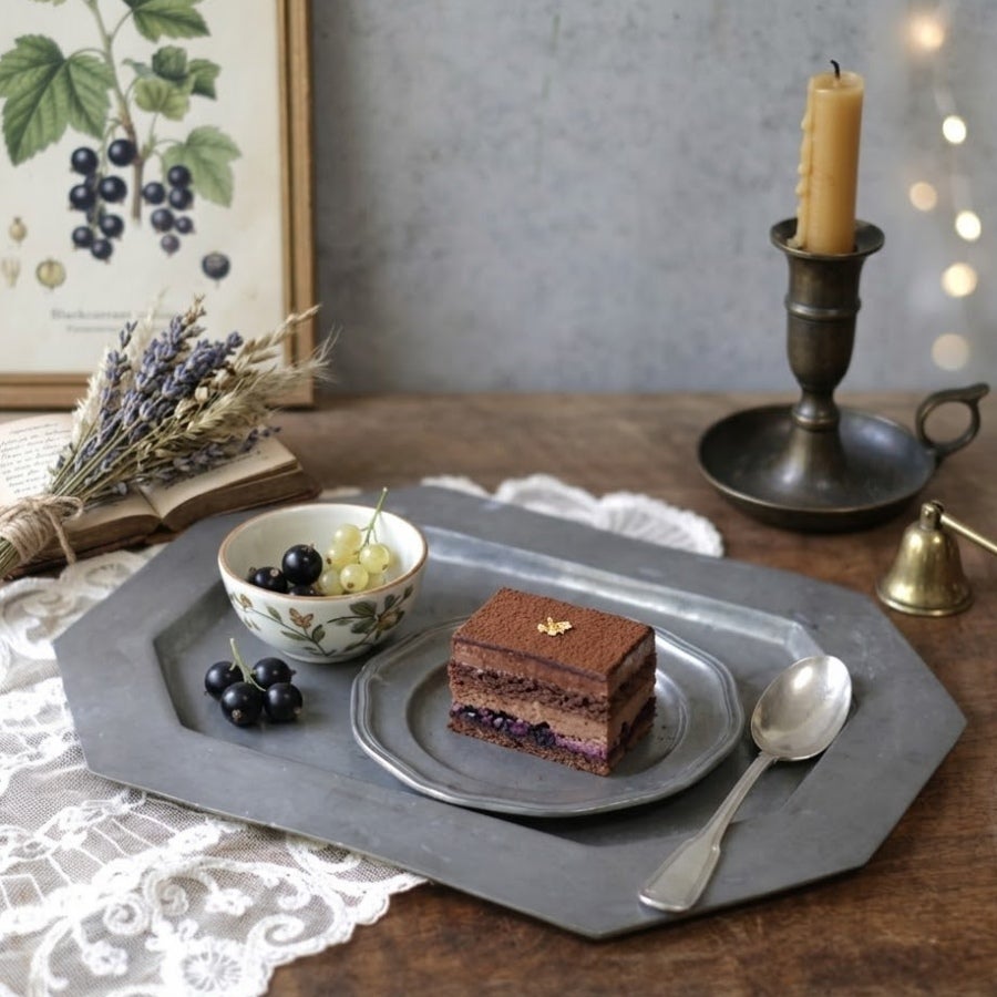 アンティークエタンプレート 錫製皿 フランス