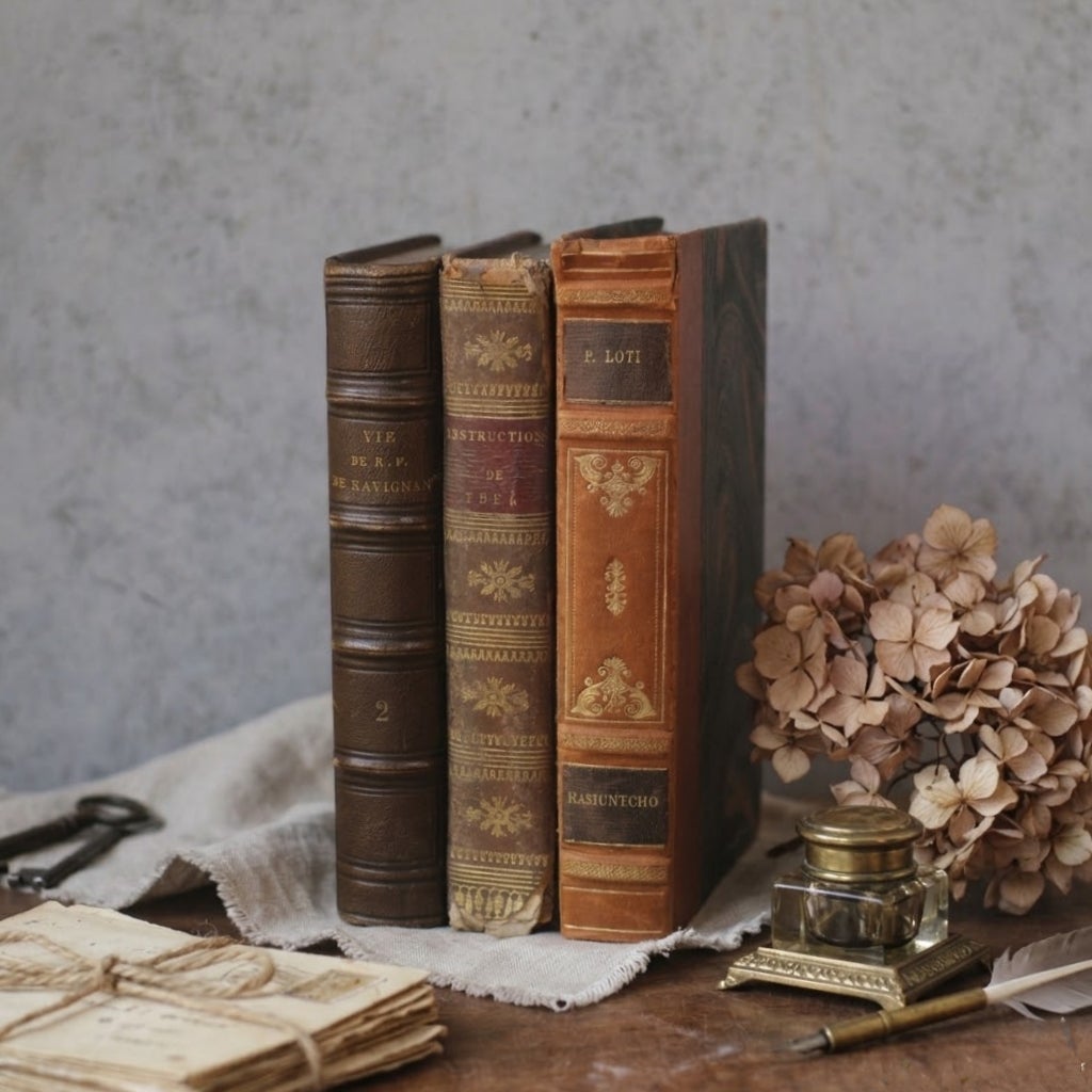 アンティークレザーブック 革張りの本 フランス 古書