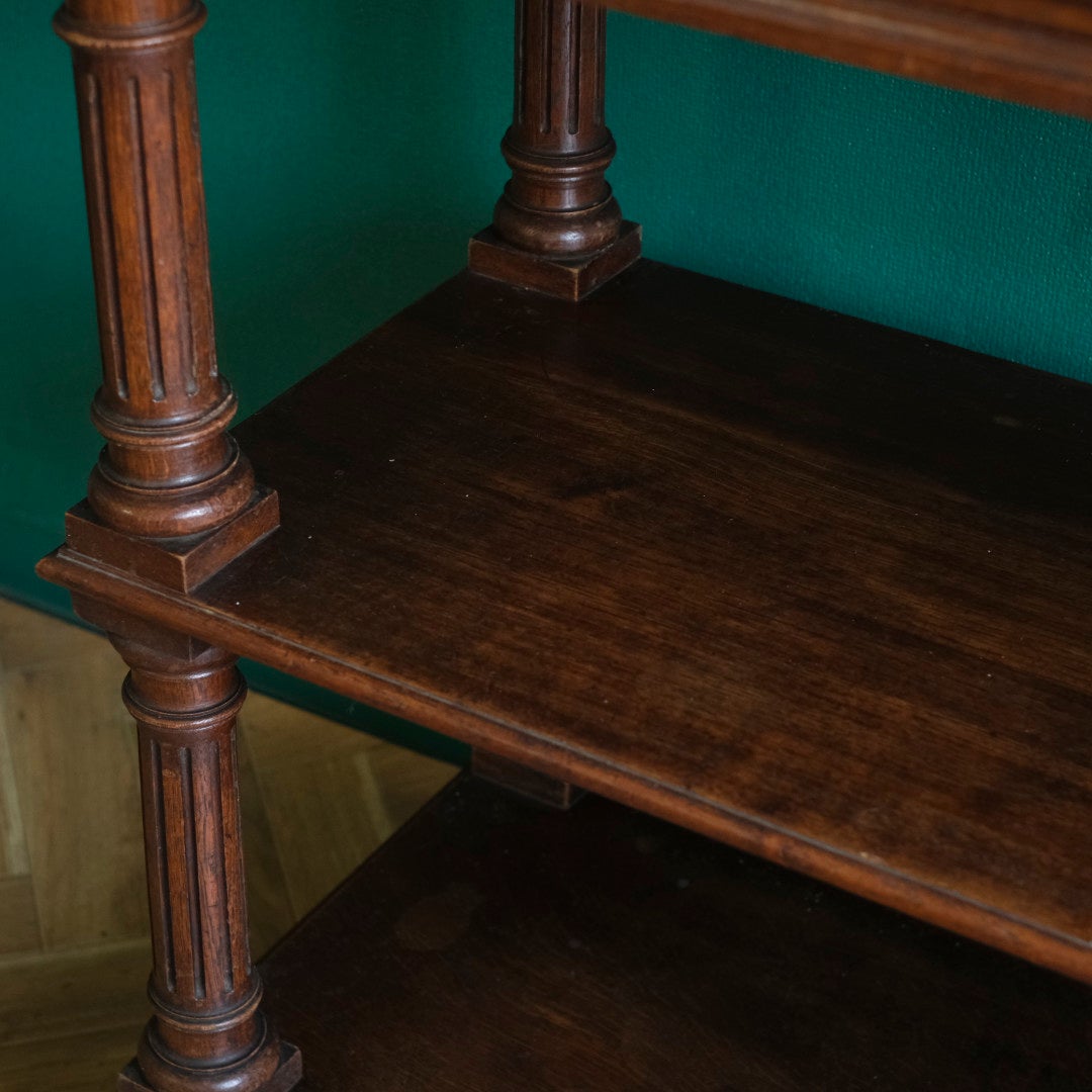 アンティーク 挽き物細工の3段オープンコンソール オーク材 イギリス12