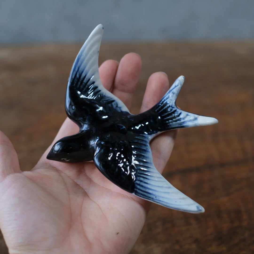 ヴィンテージ 燕 オブジェ 陶器 作家物 フランス Sサイズ9