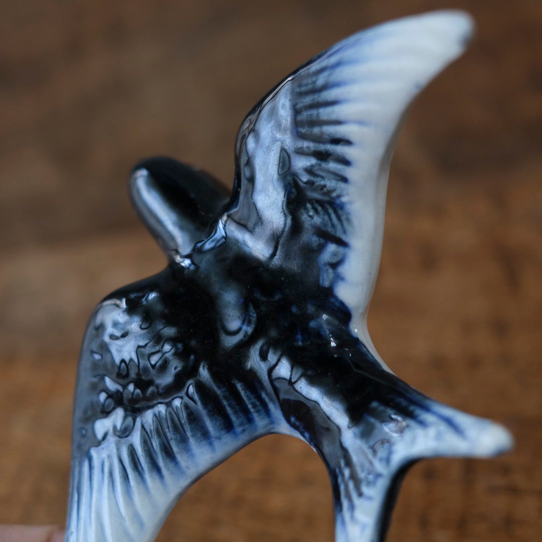 ヴィンテージ 燕 オブジェ 陶器 作家物 フランス Sサイズ10