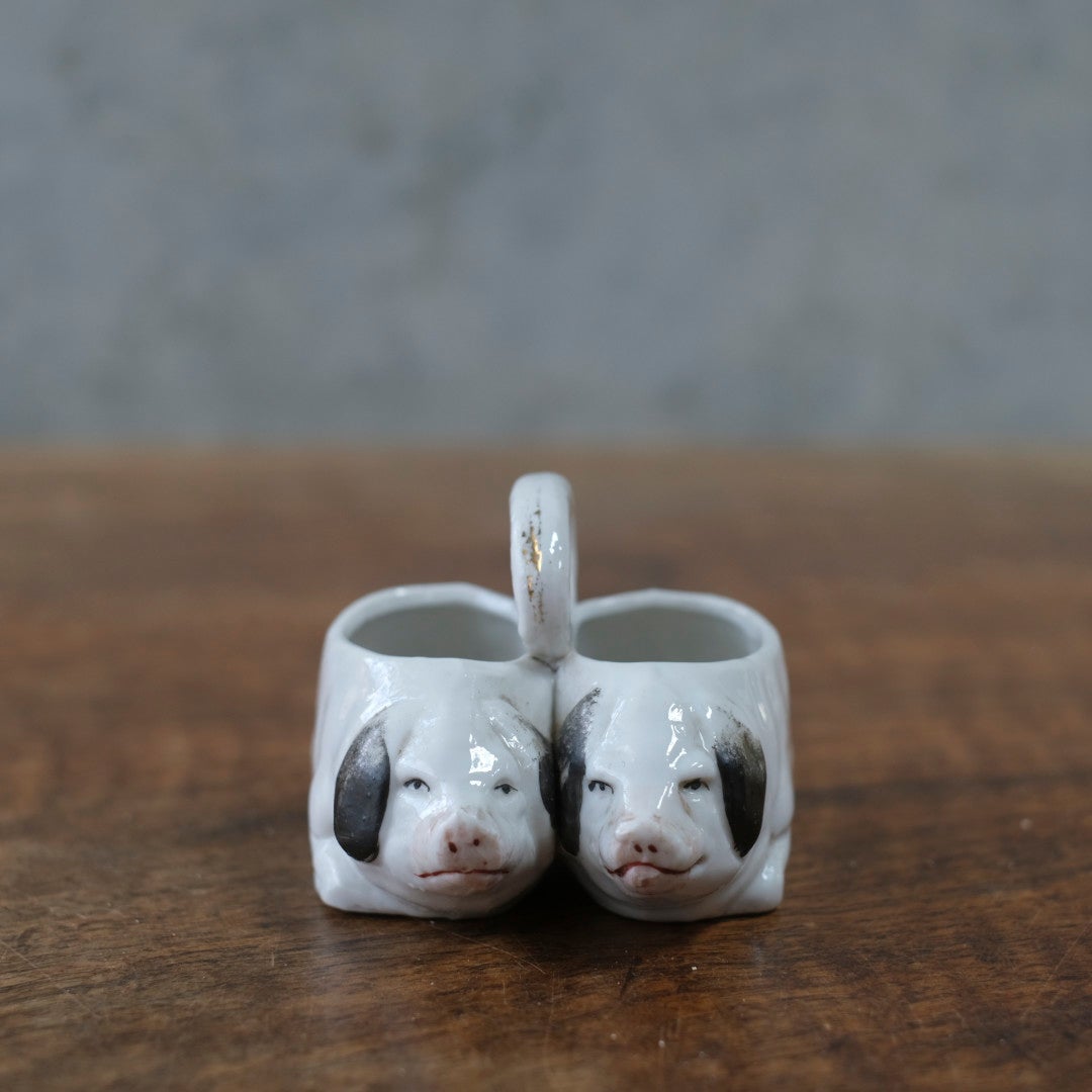 アンティーク陶器の豚　ピッグ サリエール 調味料入れ フランス1