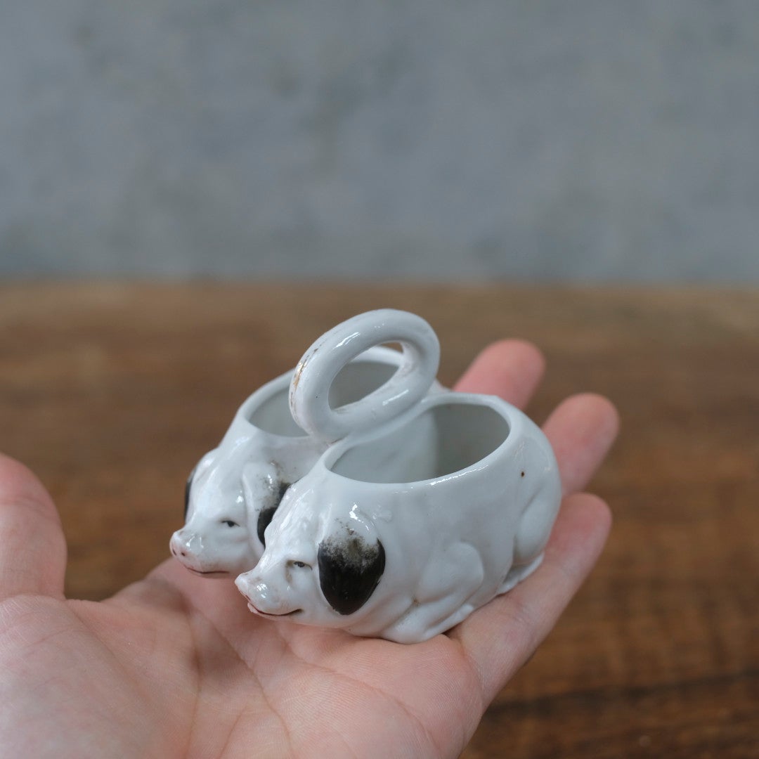 アンティーク陶器の豚　ピッグ サリエール 調味料入れ フランス6