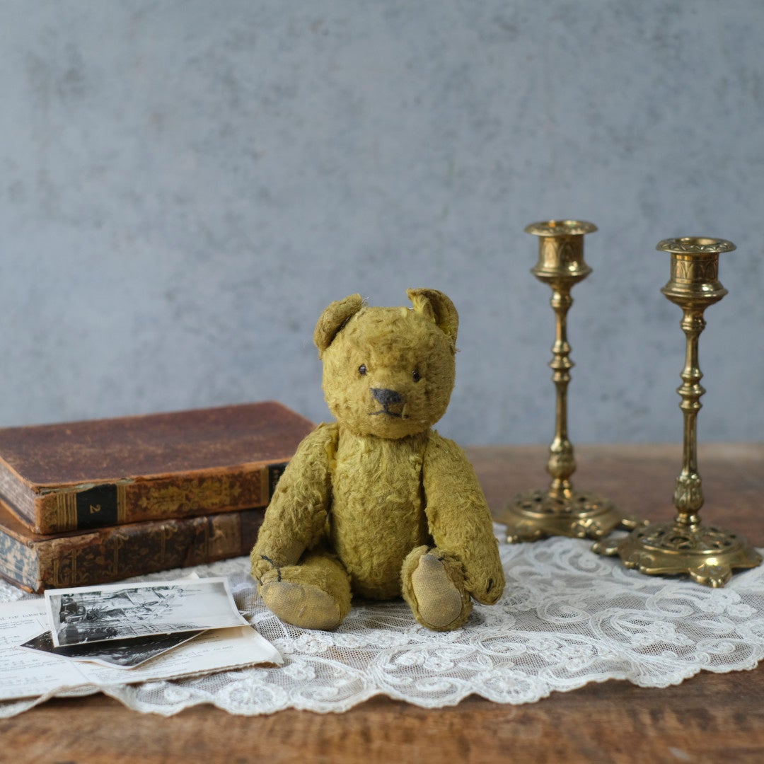 ヴィンテージ　テディベア フランス モヘア ワラ詰め グラスアイ 1920〜1940年代頃 　イギリス
