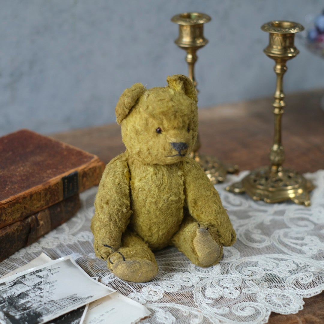 ヴィンテージ　テディベア フランス モヘア ワラ詰め グラスアイ 1920〜1940年代頃 　イギリス1