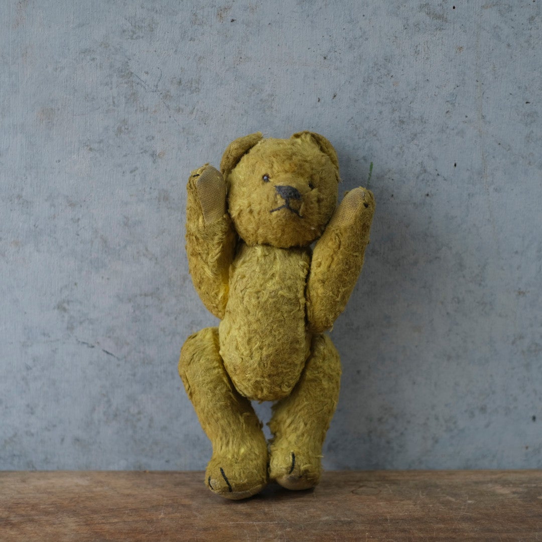 ヴィンテージ　テディベア フランス モヘア ワラ詰め グラスアイ 1920〜1940年代頃 　イギリス8