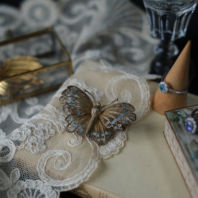 ヴィンテージブローチ 銀線細工 フィリグリーイギリス