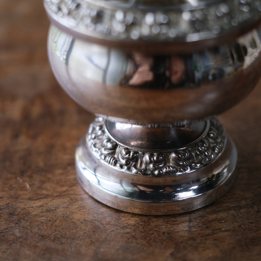 ヴィンテージローズボウル シルバープレートポプリケース イギリス7