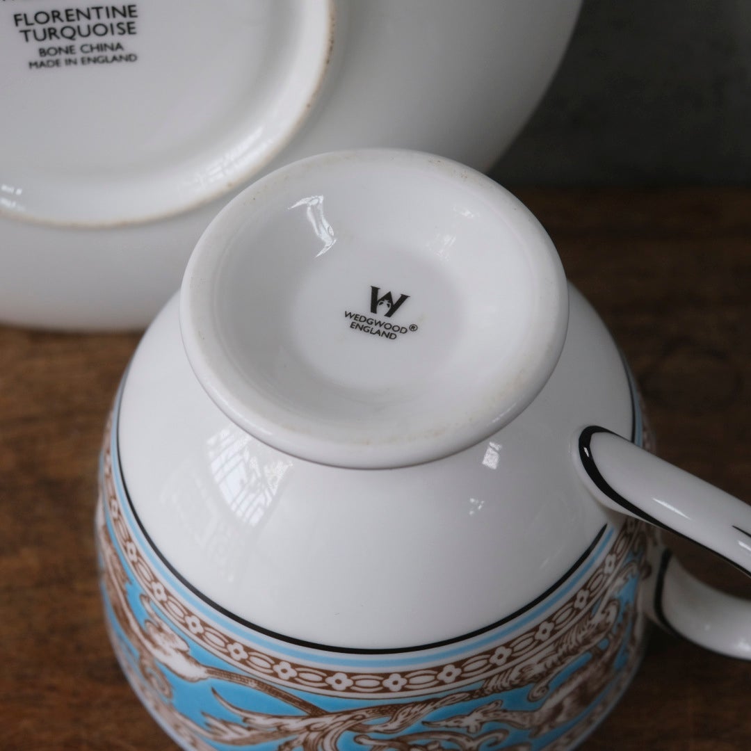 ヴィンテージ カップ&ソーサー WEDGWOOD ウェッジウッド フロレンティーン ターコイズ イギリス7