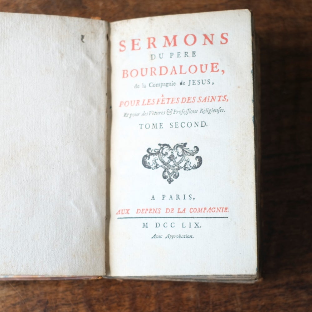 アンティークブック レザーブック 古書 パリ Sermons du Père Bourdaloue 1759年3