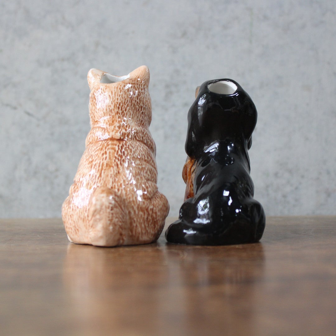 犬フィギュア 一輪挿し 柴犬 & ダックスフンド 陶器3