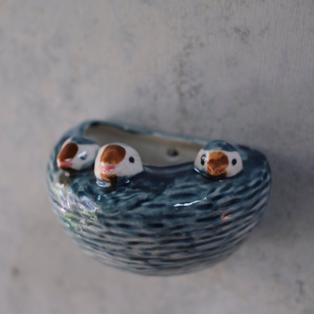 ヴィンテージ オブジェ 燕 ひな鳥の巣 作家物 フランス2